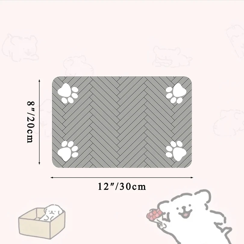 Pet Feeding Placemat for Food and Water Bowl, with Waterproof Rubber Backing, Quick Dry Water Mat for Dog Cat