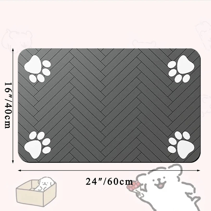 Pet Feeding Placemat for Food and Water Bowl, with Waterproof Rubber Backing, Quick Dry Water Mat for Dog Cat